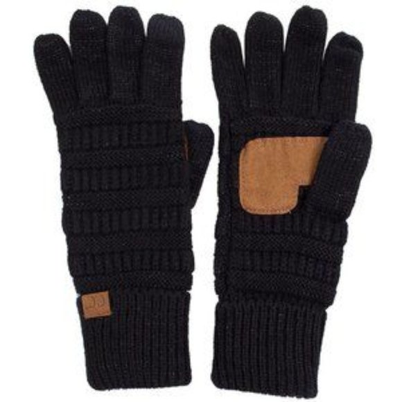 C.C 3pc Winter Warm Ribbed Knit Stretch Pom Pom Beanie  C.C 3pc Metallic Knit Beanie Gloves Scarves Set
